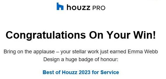 Houzz award Best in Service 2023